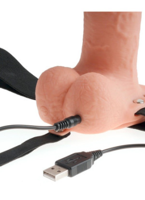 7" Hollow Rechargeable Strap-on with Balls